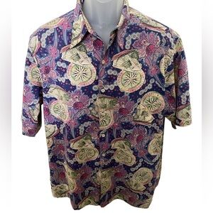 REYN SPOONER Hawaiian Tradition Aloha Collared Shirt Men L Large